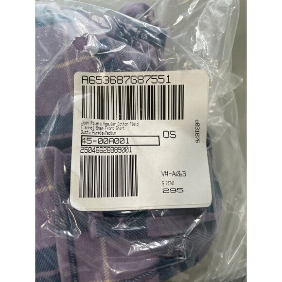 Joan Rivers Regular Cotton Plaid Flannel Snap Front Shirt Sz Medium Dusty Purple - Picture 3 of 8